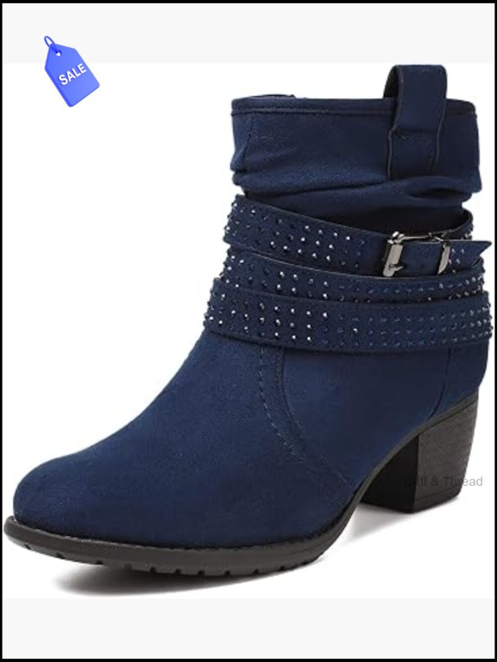 Women's Mid Calf Boots Round Toe Low Heel Slouchy Dress Zip Booties with
